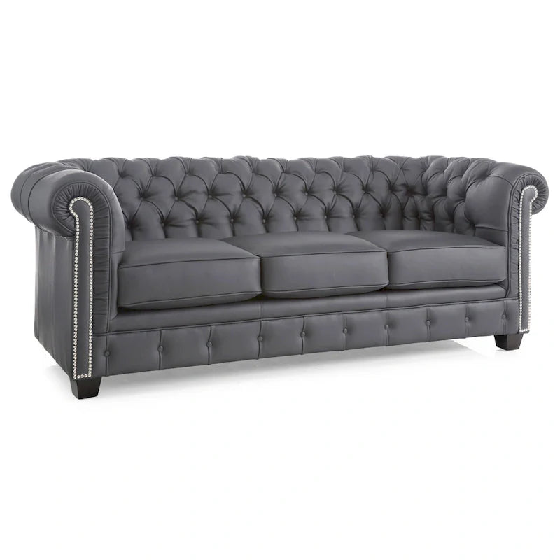 Hancock Tufted Top Grain Italian Leather Chesterfield Sofa - Dimensions: 31" H x 86" W x 40" D 7