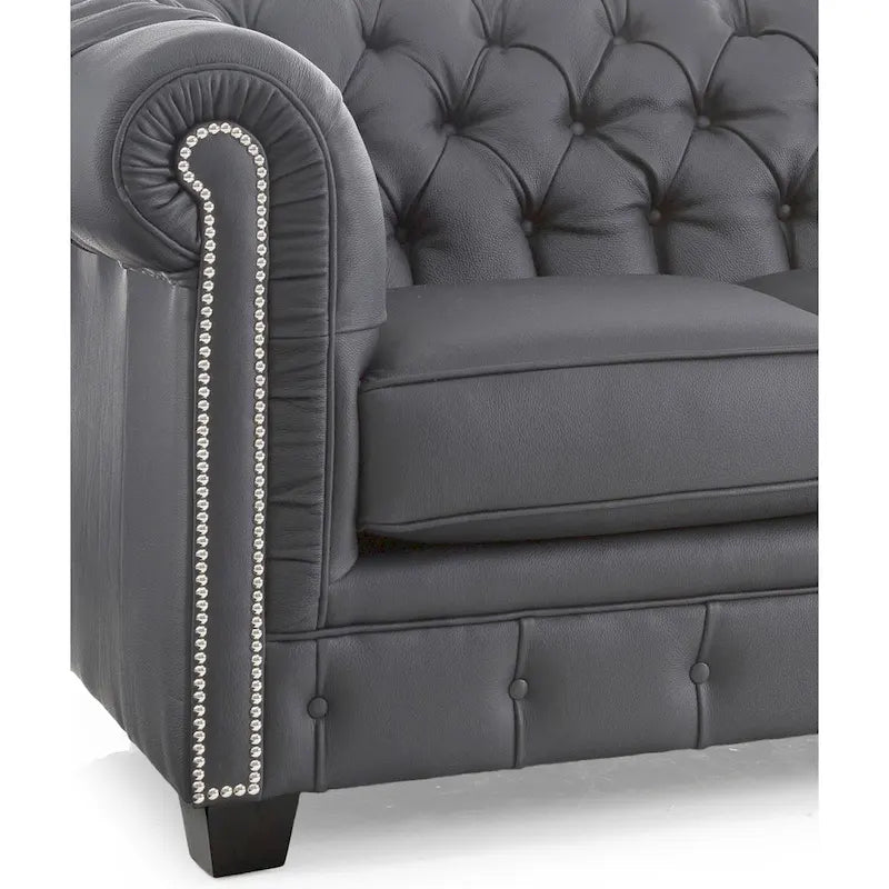 Hancock Tufted Top Grain Italian Leather Chesterfield Sofa - Dimensions: 31" H x 86" W x 40" D 8
