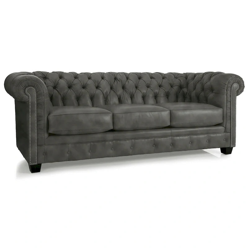 Hancock Tufted Top Grain Italian Leather Chesterfield Sofa - Dimensions: 31" H x 86" W x 40" D 10