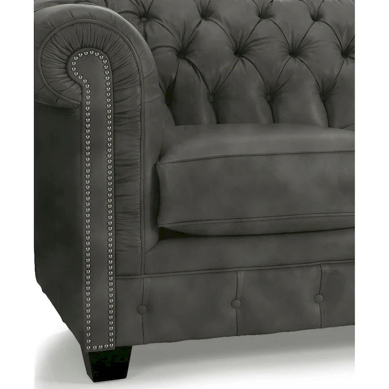 Hancock Tufted Top Grain Italian Leather Chesterfield Sofa - Dimensions: 31" H x 86" W x 40" D 11