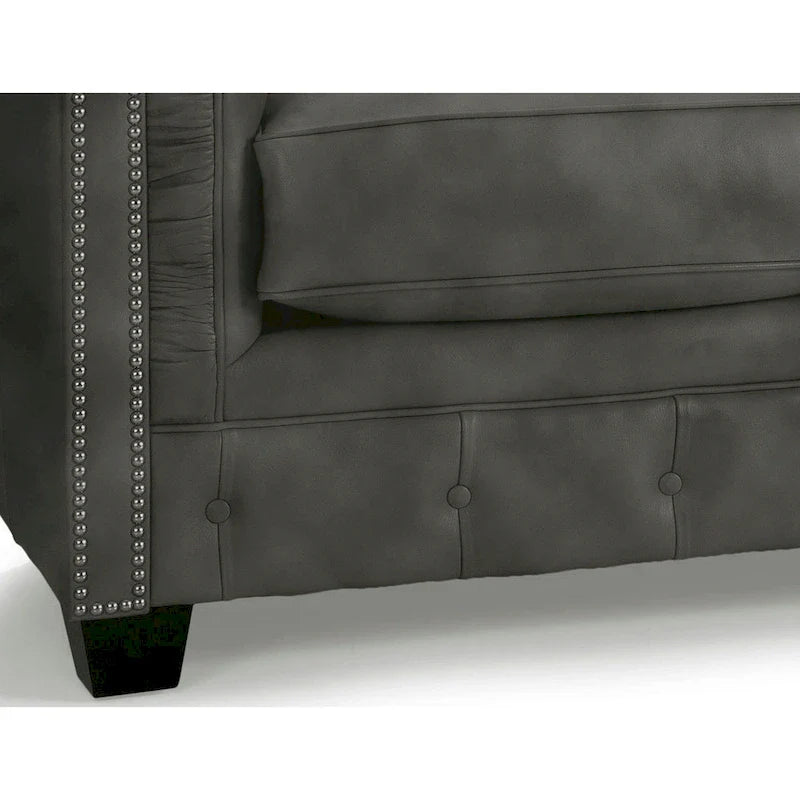 Hancock Tufted Top Grain Italian Leather Chesterfield Sofa - Dimensions: 31" H x 86" W x 40" D 12