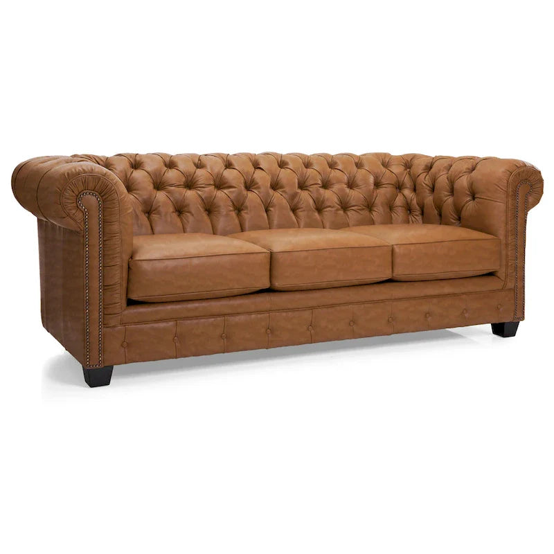 Hancock Tufted Top Grain Italian Leather Chesterfield Sofa - Dimensions: 31" H x 86" W x 40" D 13