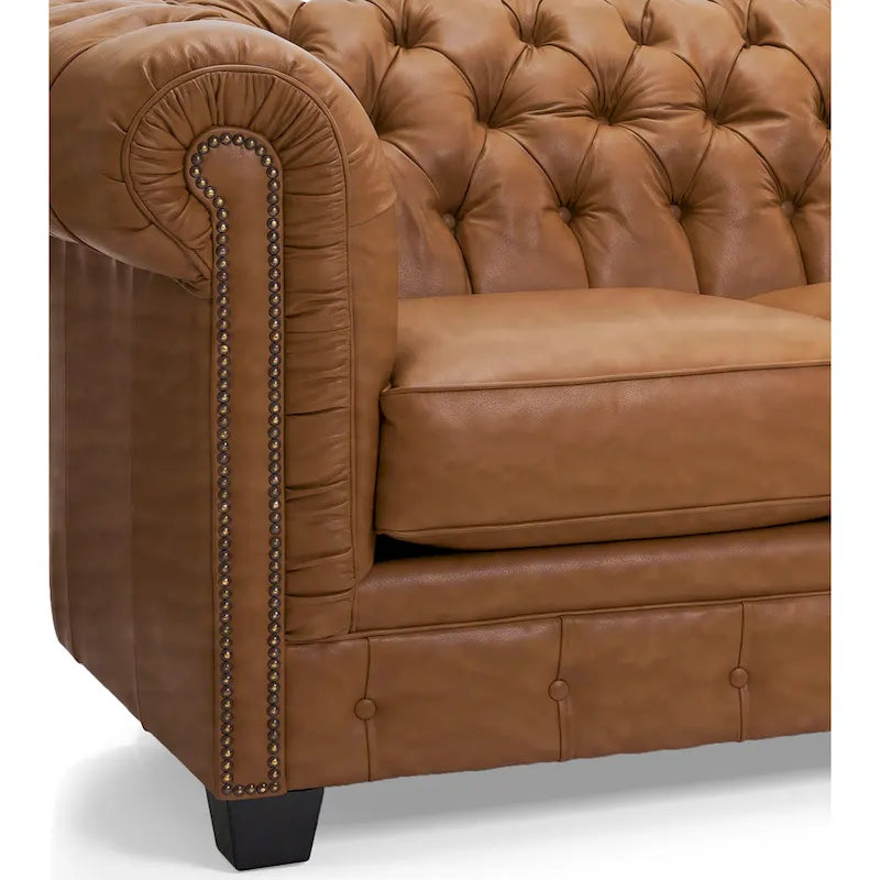 Hancock Tufted Top Grain Italian Leather Chesterfield Sofa - Dimensions: 31" H x 86" W x 40" D 14