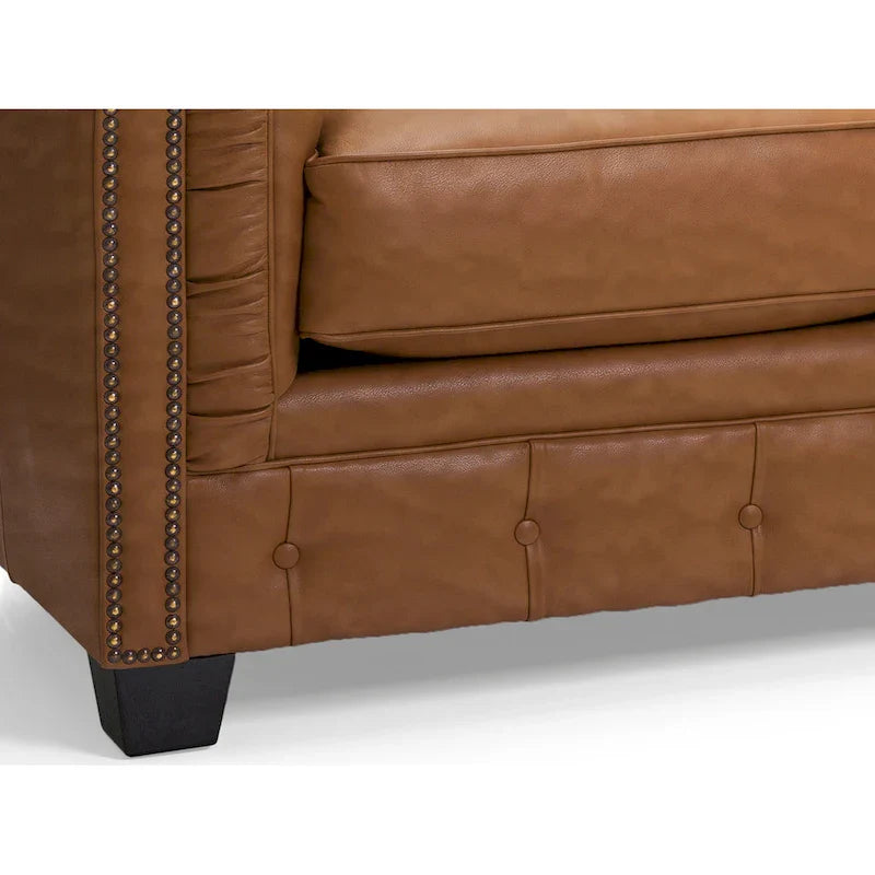 Hancock Tufted Top Grain Italian Leather Chesterfield Sofa - Dimensions: 31" H x 86" W x 40" D 15