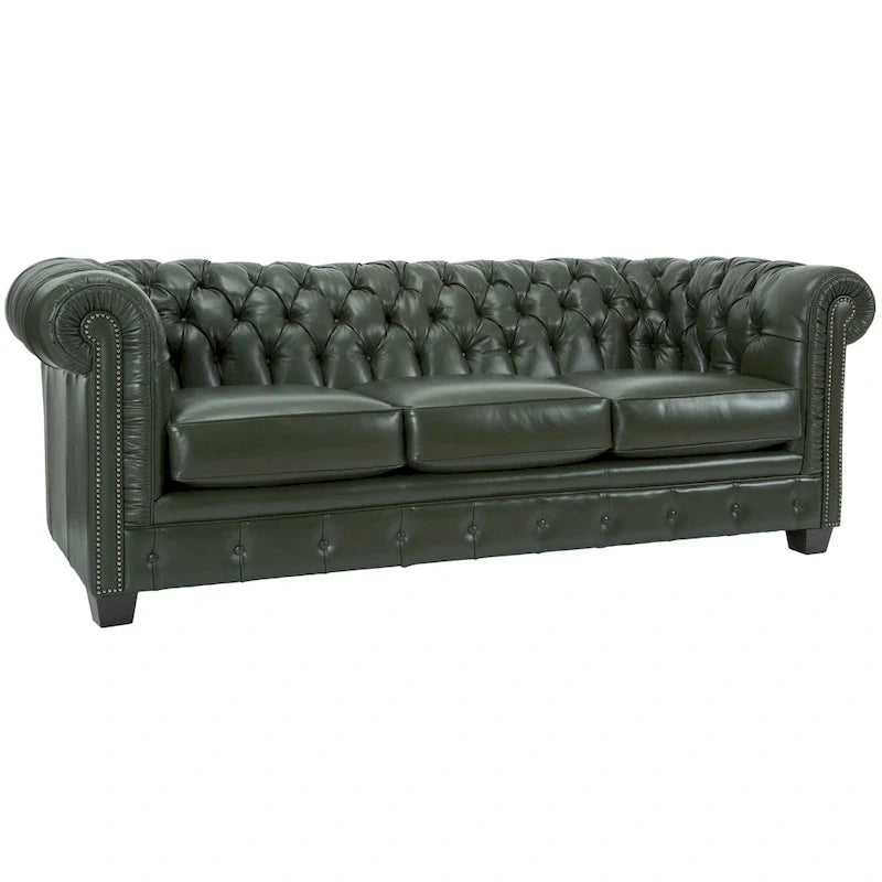 Hancock Tufted Top Grain Italian Leather Chesterfield Sofa - Dimensions: 31" H x 86" W x 40" D 17