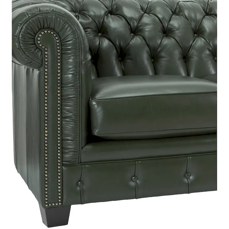 Hancock Tufted Top Grain Italian Leather Chesterfield Sofa - Dimensions: 31" H x 86" W x 40" D 18