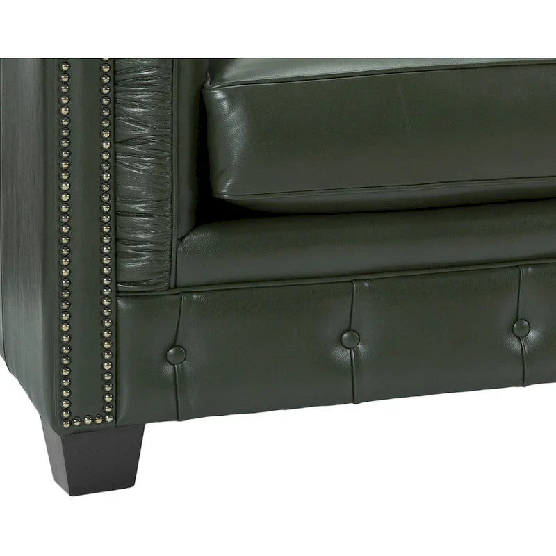 Hancock Tufted Top Grain Italian Leather Chesterfield Sofa - Dimensions: 31" H x 86" W x 40" D 19