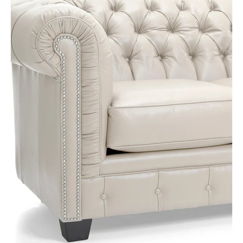 Hancock Tufted Top Grain Italian Leather Chesterfield Sofa - Dimensions: 31" H x 86" W x 40" D 21