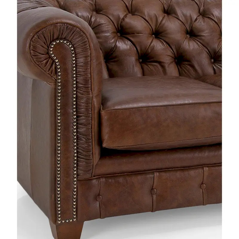 Hancock Tufted Top Grain Italian Leather Chesterfield Sofa - Dimensions: 31" H x 86" W x 40" D 24