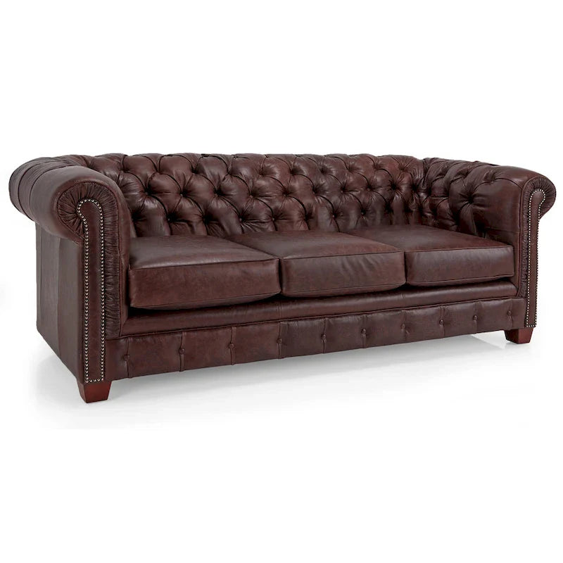 Hancock Tufted Top Grain Italian Leather Chesterfield Sofa - Dimensions: 31" H x 86" W x 40" D 26