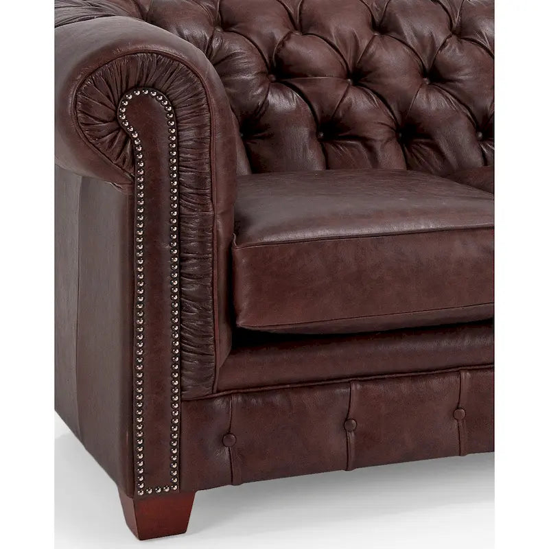 Hancock Tufted Top Grain Italian Leather Chesterfield Sofa - Dimensions: 31" H x 86" W x 40" D 27