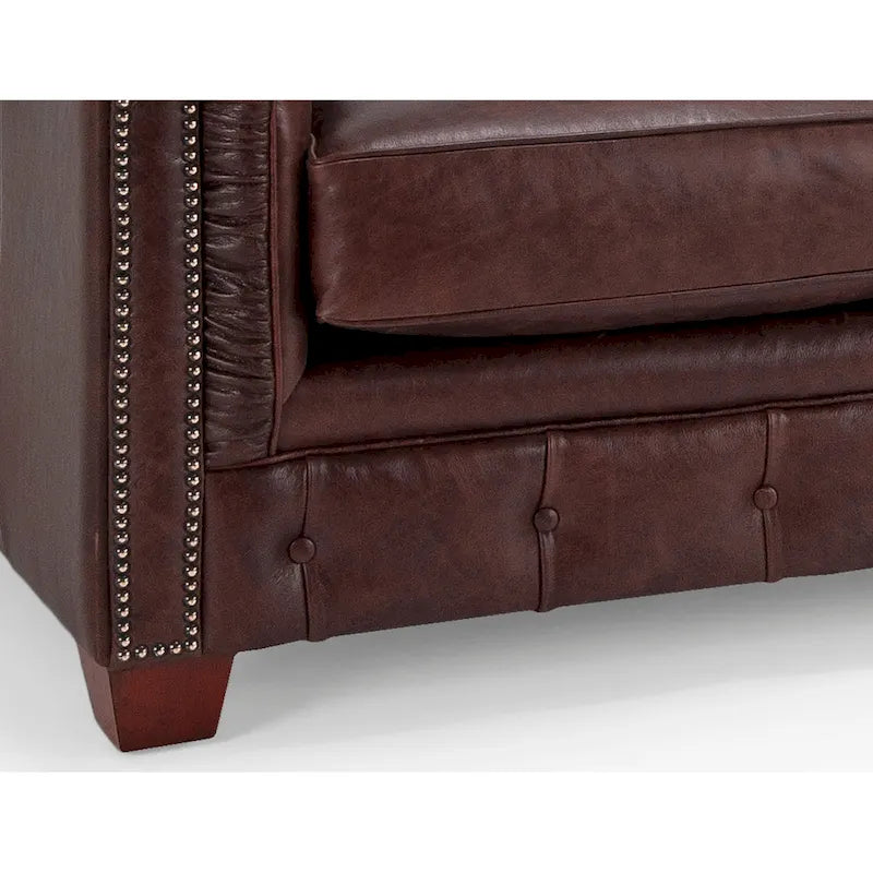 Hancock Tufted Top Grain Italian Leather Chesterfield Sofa - Dimensions: 31" H x 86" W x 40" D 28