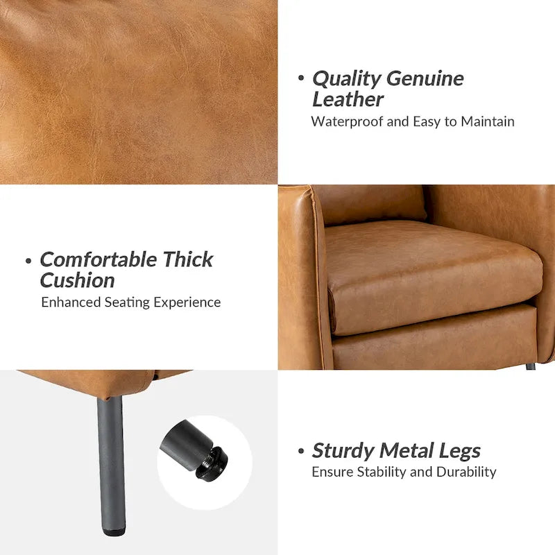 Set of 2 Jaime Modern Vegan Leather Accent Chairs with Metal Legs by HULALA HOME 5