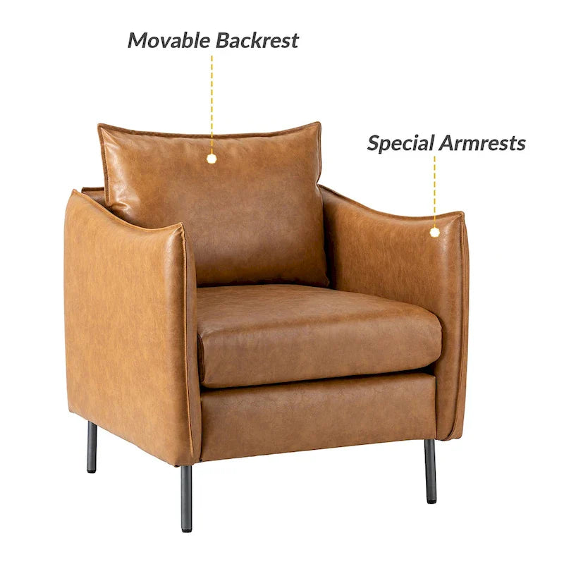 Set of 2 Jaime Modern Vegan Leather Accent Chairs with Metal Legs by HULALA HOME 6