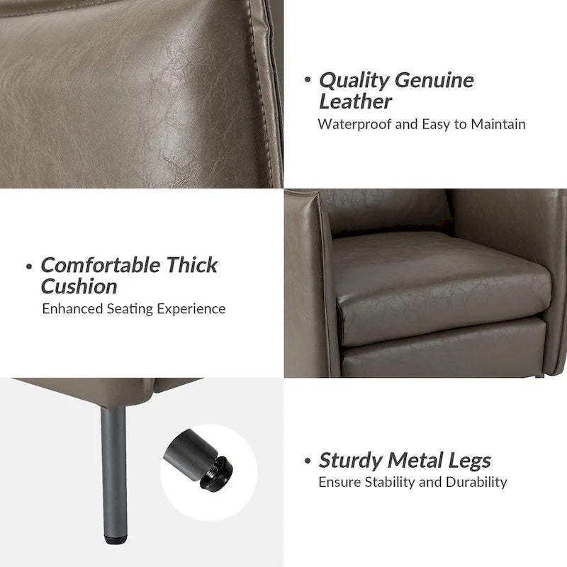 Set of 2 Jaime Modern Vegan Leather Accent Chairs with Metal Legs by HULALA HOME 10