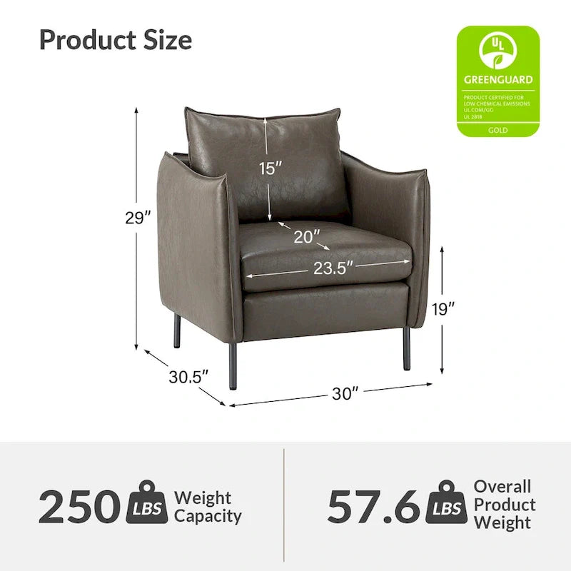Set of 2 Jaime Modern Vegan Leather Accent Chairs with Metal Legs by HULALA HOME 11