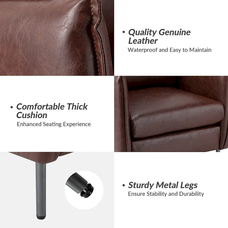 Set of 2 Jaime Modern Vegan Leather Accent Chairs with Metal Legs by HULALA HOME 14