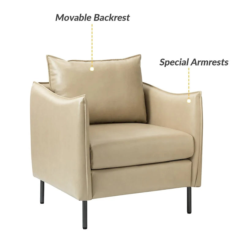 Set of 2 Jaime Modern Vegan Leather Accent Chairs with Metal Legs by HULALA HOME 19