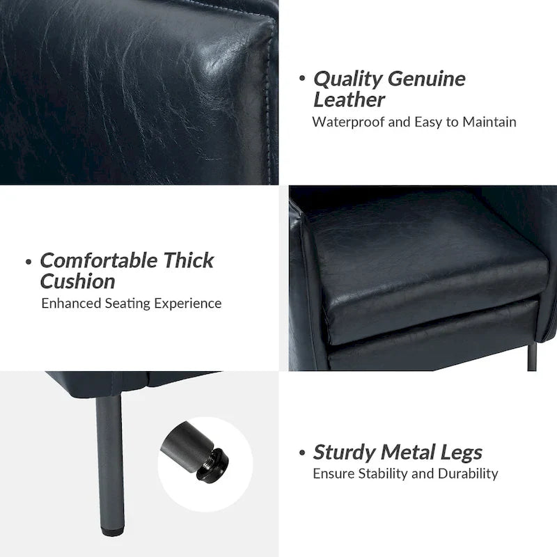 Set of 2 Jaime Modern Vegan Leather Accent Chairs with Metal Legs by HULALA HOME 20