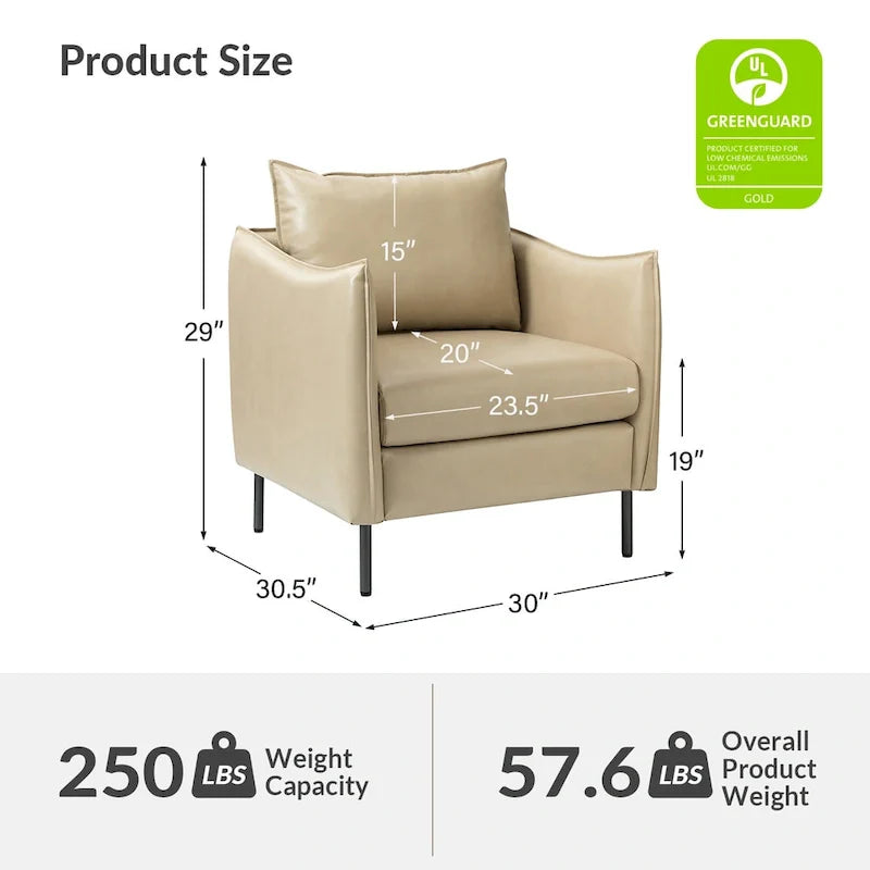 Set of 2 Jaime Modern Vegan Leather Accent Chairs with Metal Legs by HULALA HOME 21