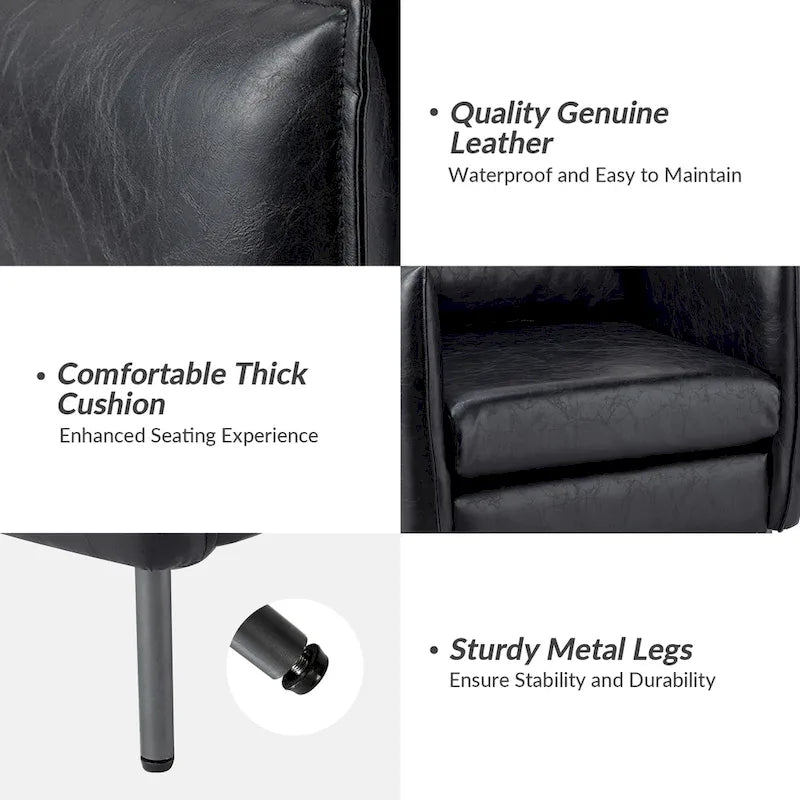 Set of 2 Jaime Modern Vegan Leather Accent Chairs with Metal Legs by HULALA HOME 24
