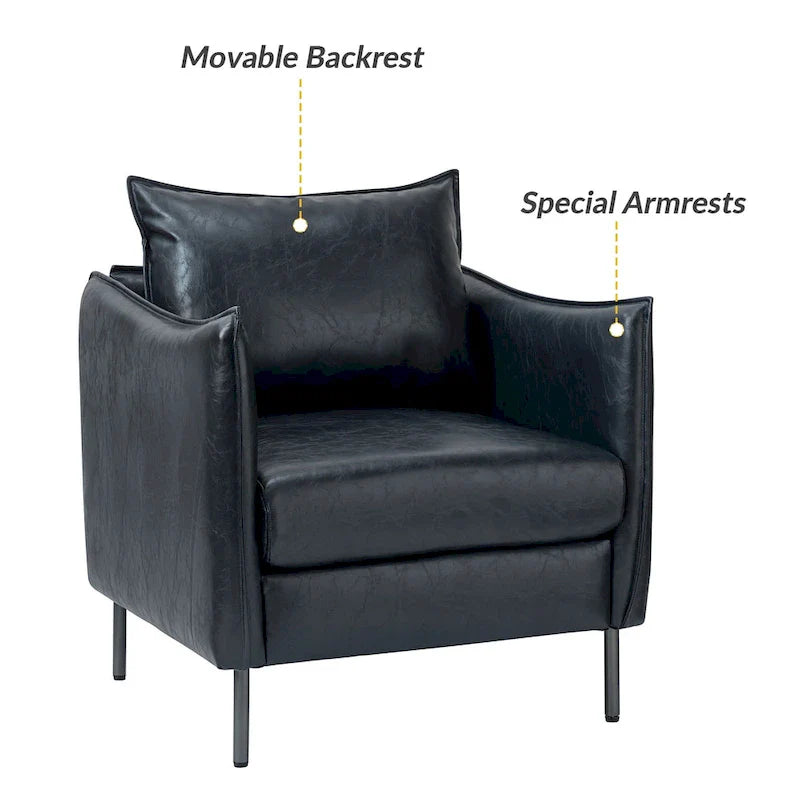 Set of 2 Jaime Modern Vegan Leather Accent Chairs with Metal Legs by HULALA HOME 29