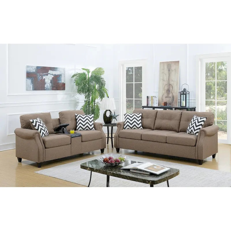 Two-Piece Sofa Set Featuring Decorative Accent Pillows 16