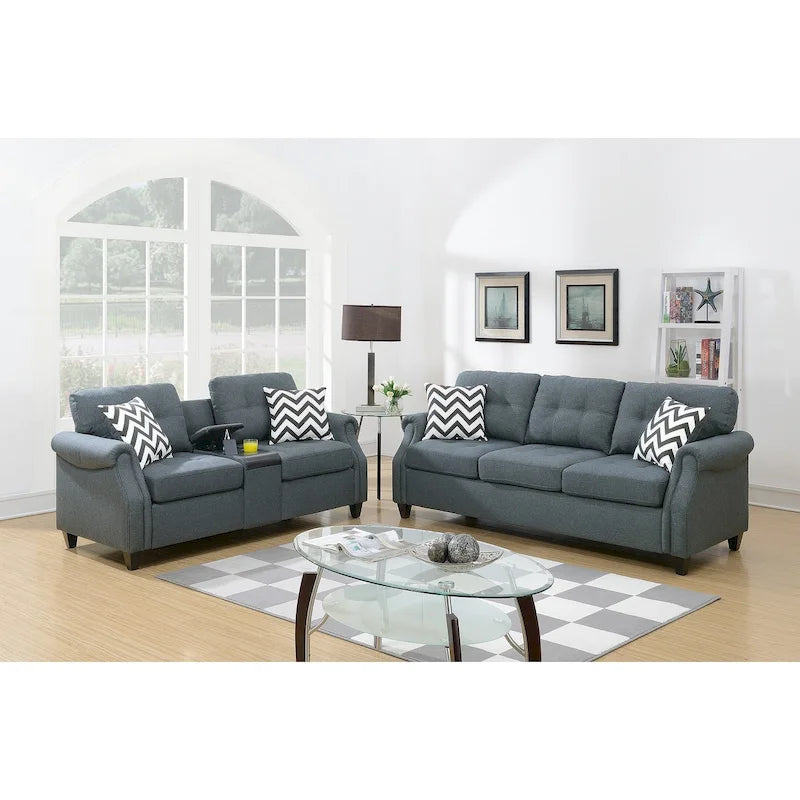 Two-Piece Sofa Set Featuring Decorative Accent Pillows 17