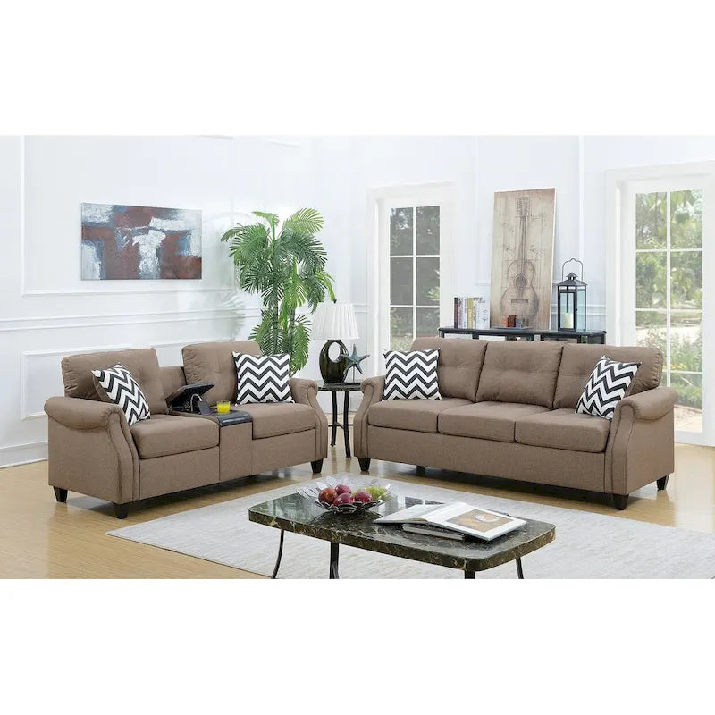 Two-Piece Sofa Set Featuring Decorative Accent Pillows 11