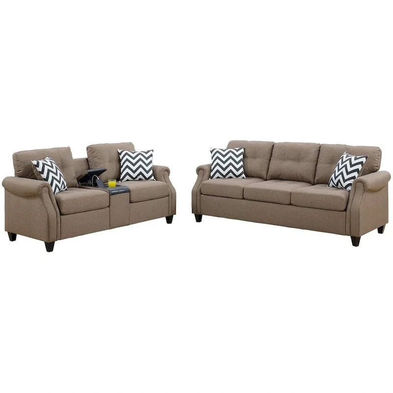 Two-Piece Sofa Set Featuring Decorative Accent Pillows 12