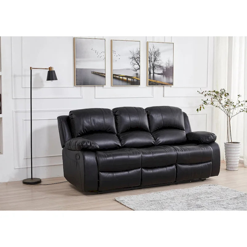 Betsy Furniture 8018 Bonded Leather Manual Reclining 3-Seat Sofa 2