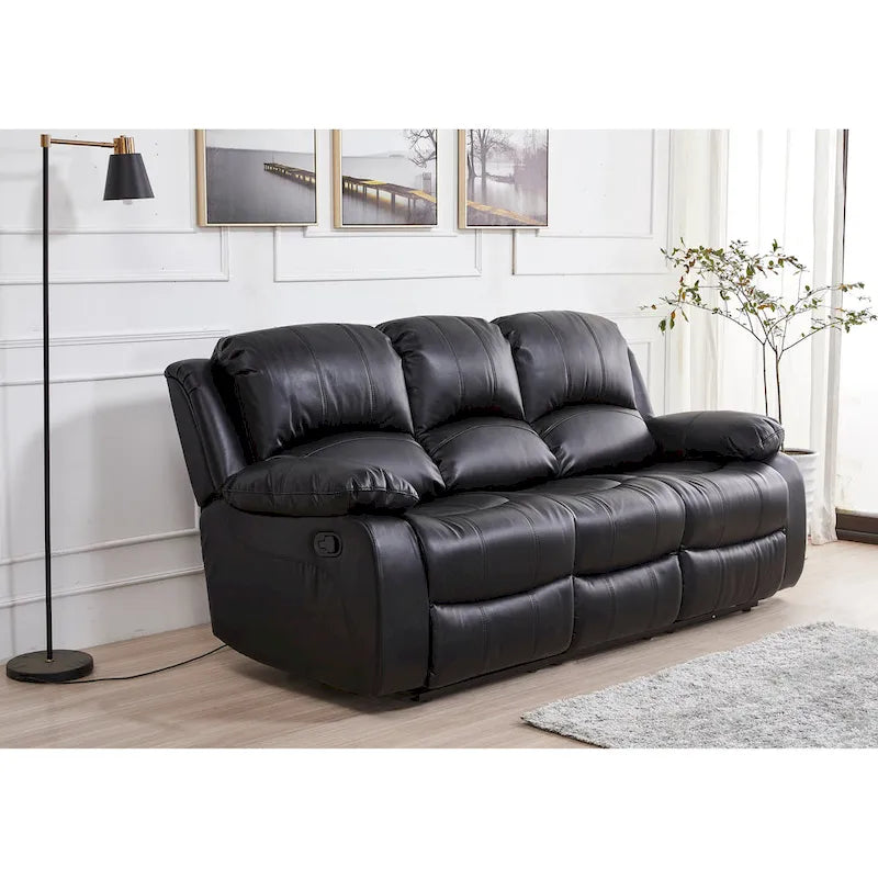 Betsy Furniture 8018 Bonded Leather Manual Reclining 3-Seat Sofa 3