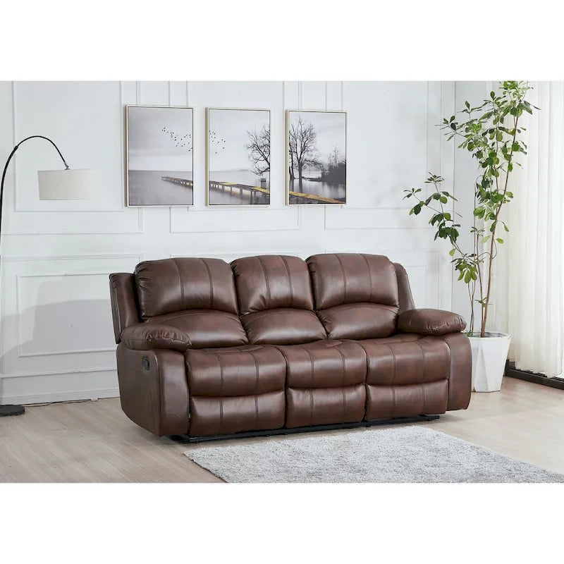Betsy Furniture 8018 Bonded Leather Manual Reclining 3-Seat Sofa 6