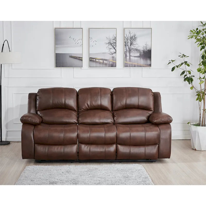 Betsy Furniture 8018 Bonded Leather Manual Reclining 3-Seat Sofa 7