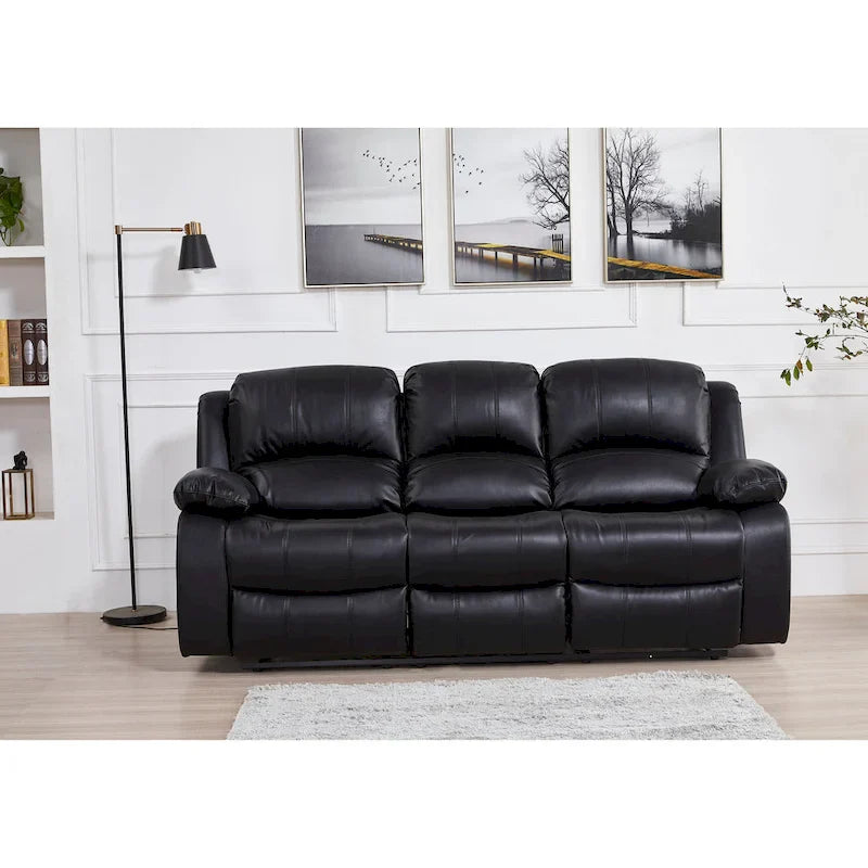 Betsy Furniture 8018 Bonded Leather Manual Reclining 3-Seat Sofa 8