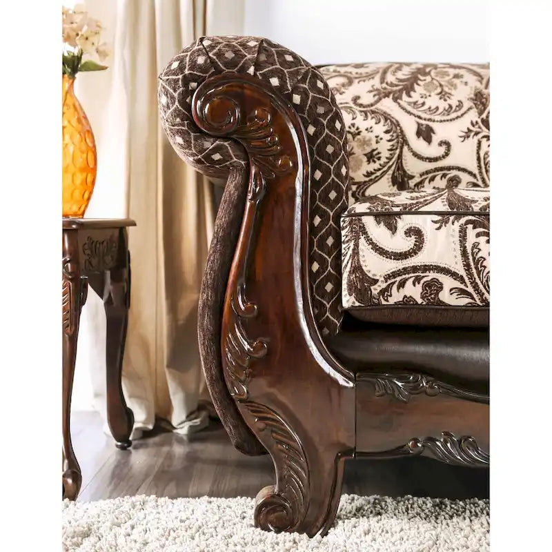 Rend Classic Faux Leather Tufted Sofa with Rolled Arms by Furniture of America 8