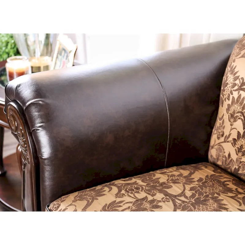 Rend Classic Faux Leather Tufted Sofa with Rolled Arms by Furniture of America 11