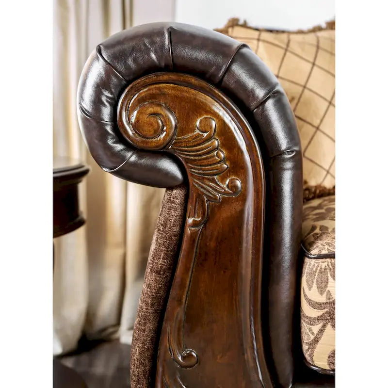 Rend Classic Faux Leather Tufted Sofa with Rolled Arms by Furniture of America 12