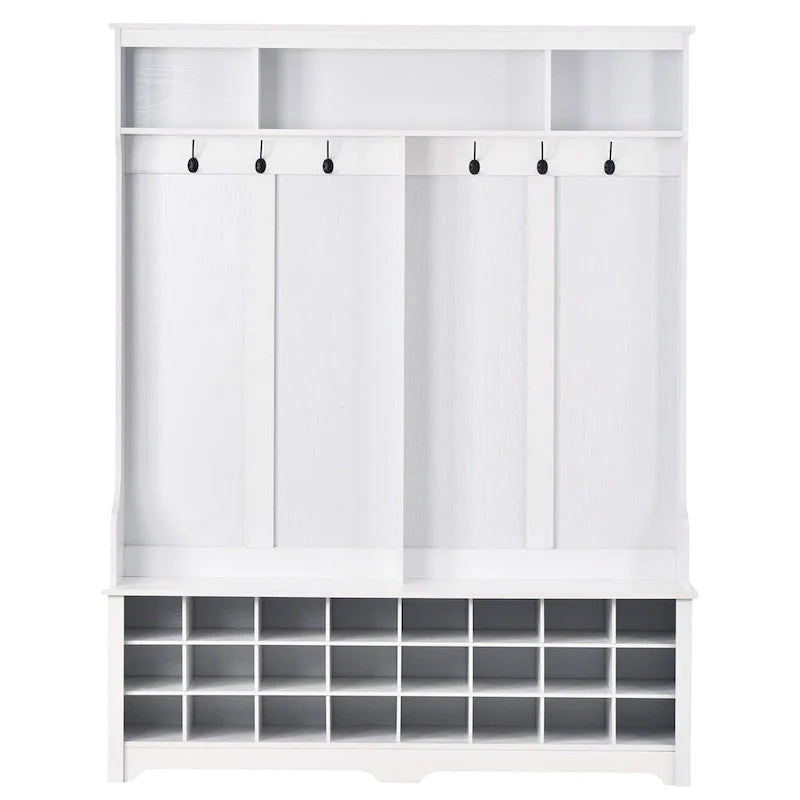 Merax Versatile Hall Tree with Hooks, Shelves, and 24 Shoe Storage Cubbies 3