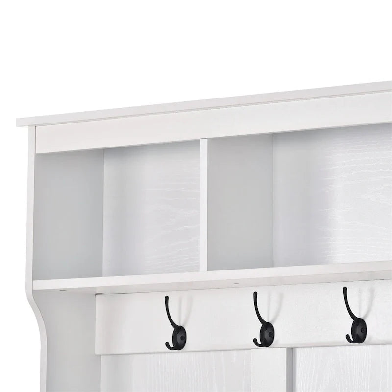 Merax Versatile Hall Tree with Hooks, Shelves, and 24 Shoe Storage Cubbies 4