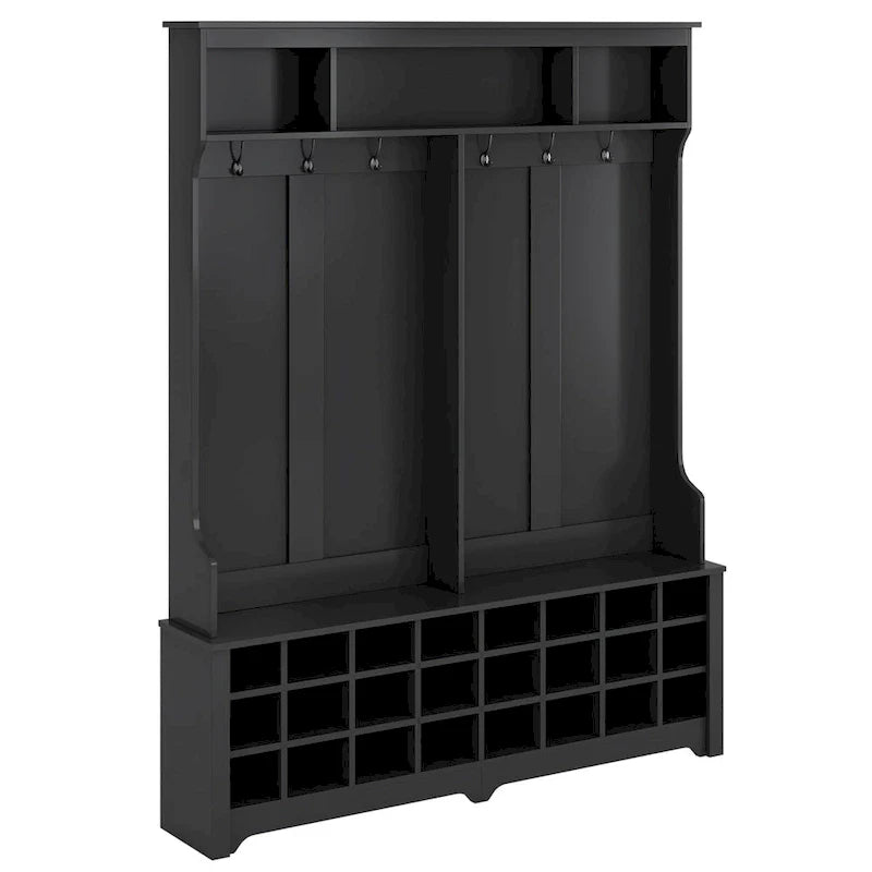 Merax Versatile Hall Tree with Hooks, Shelves, and 24 Shoe Storage Cubbies 10