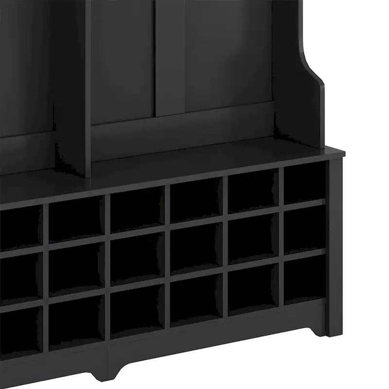 Merax Versatile Hall Tree with Hooks, Shelves, and 24 Shoe Storage Cubbies 12