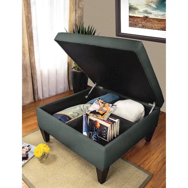 MJL Furniture Manhattan Allure Upholstered Cocktail Ottoman Table with Storage 20