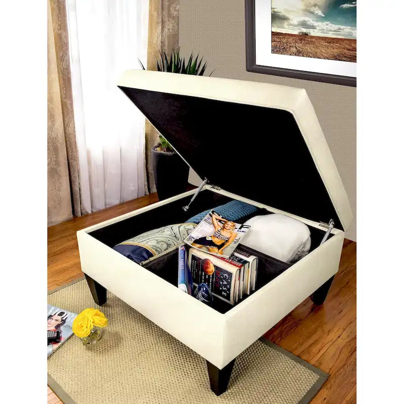 MJL Furniture Manhattan Allure Upholstered Cocktail Ottoman Table with Storage 22