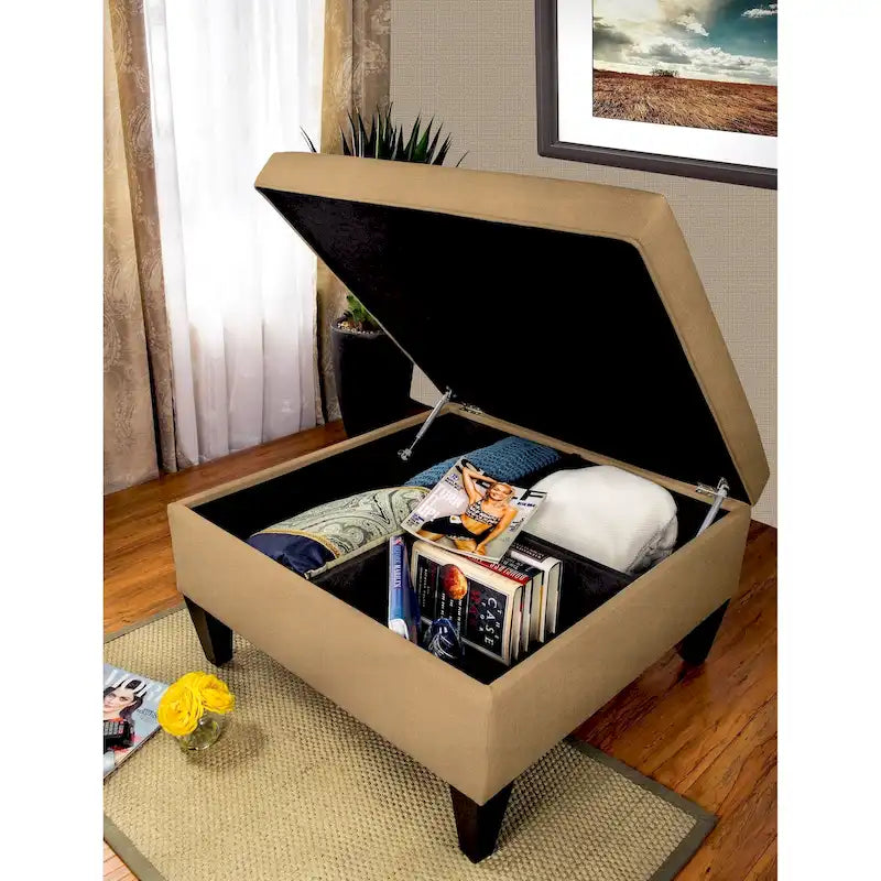MJL Furniture Manhattan Allure Upholstered Cocktail Ottoman Table with Storage 23