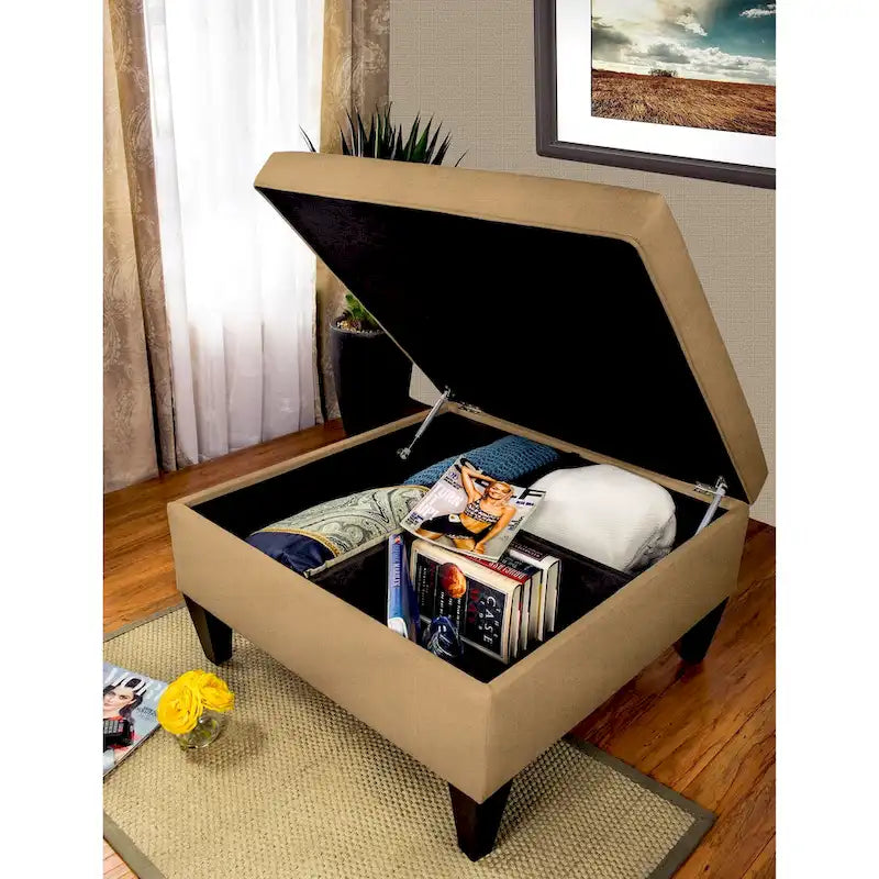 MJL Furniture Manhattan Allure Upholstered Cocktail Ottoman Table with Storage 14