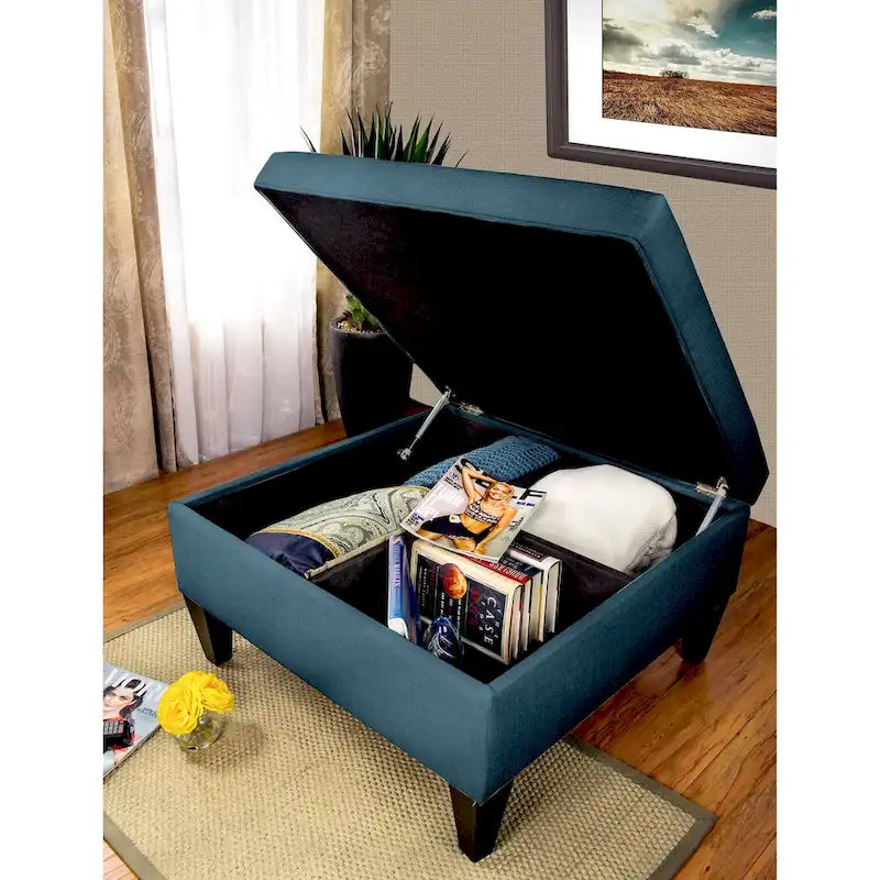 MJL Furniture Manhattan Allure Upholstered Cocktail Ottoman Table with Storage 15