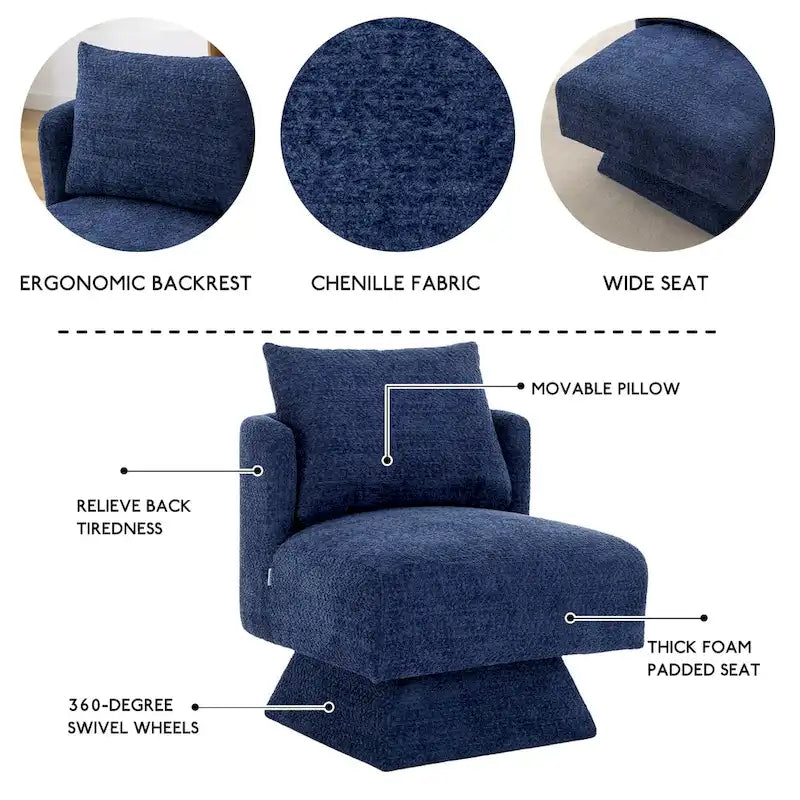 360-Degree Swivel Chenille Upholstered Accent Chairs for Living Room and Bedroom 5
