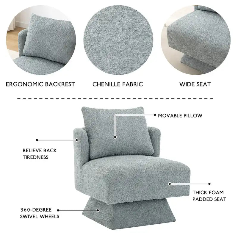 360-Degree Swivel Chenille Upholstered Accent Chairs for Living Room and Bedroom 14