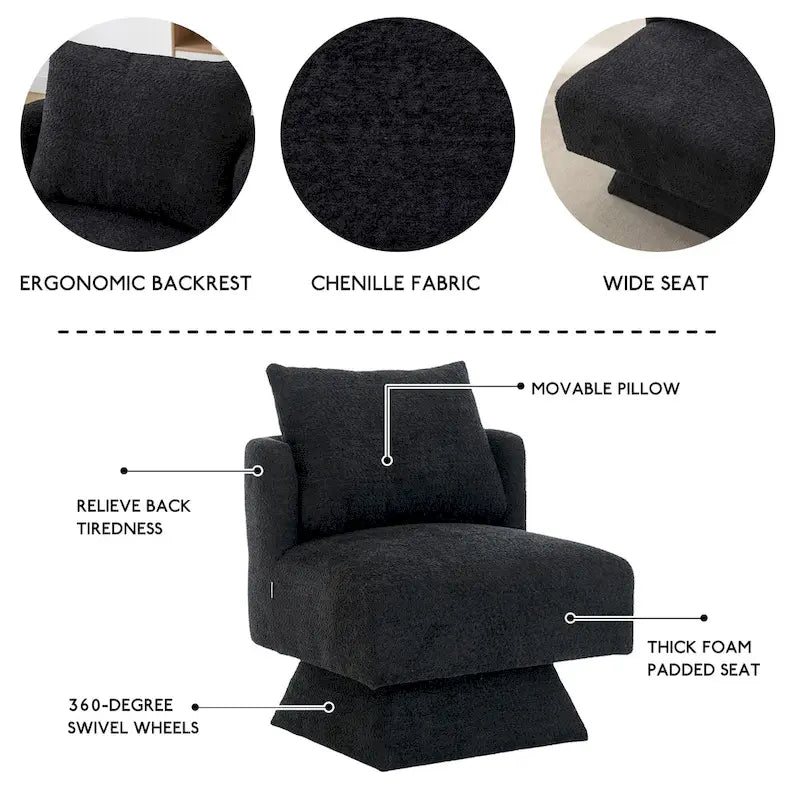 360-Degree Swivel Chenille Upholstered Accent Chairs for Living Room and Bedroom 21